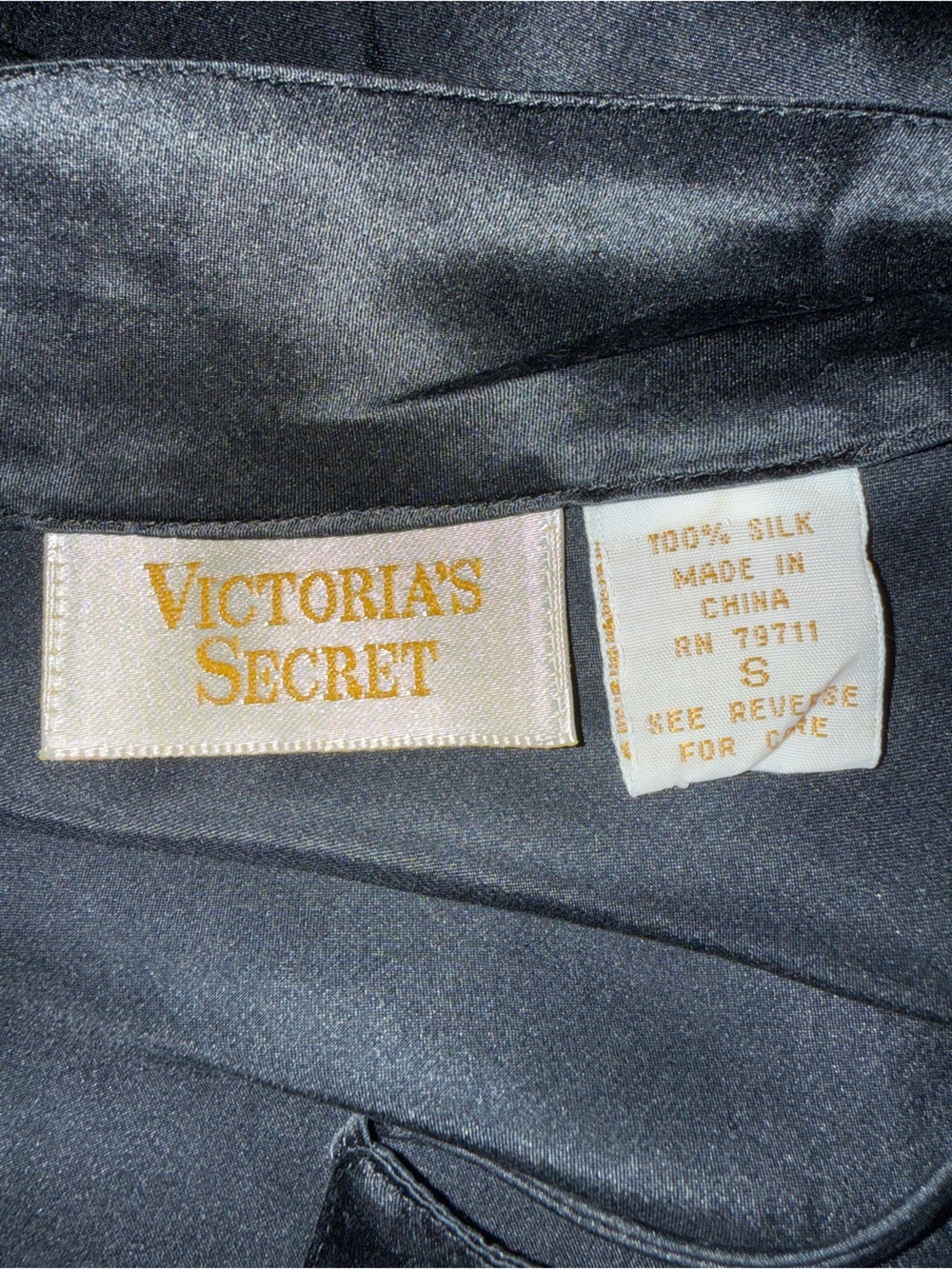 Victoria's Secret Vintage Gold Label Black Silk Slip Dress SZ S - Picture 9 of 9